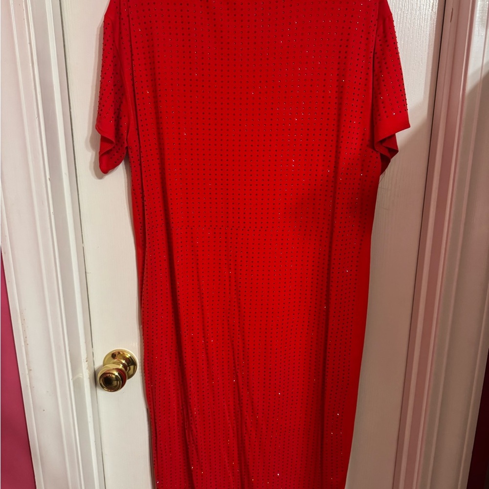 QOS Rhinestone Red Dress - Picture 3 of 5